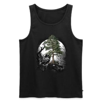 Corbeau de la forêt Corbeau Corbeau Corbeau Corbeau Habitant de la forêt Sombre - Débardeur bio Premium Homme - noir - Devant - Michal (187cm)