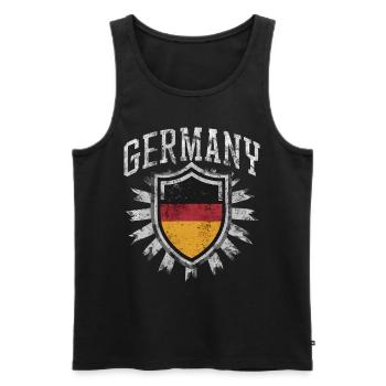 Allemagne Allemagne Allemand GER Almanya Alemania - Débardeur bio Premium Homme - noir - Devant - AI Model Male 178 light (178cm)