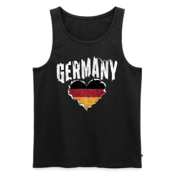Allemagne Allemagne Allemand GER Almanya Alemania - Débardeur bio Premium Homme - noir - Devant - AI Model Male 178 light (178cm)