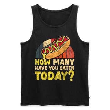 Hot Dog Adult Vintage How Many - Men's Premium Organic Tank Top - black - Front - Michal (187cm)