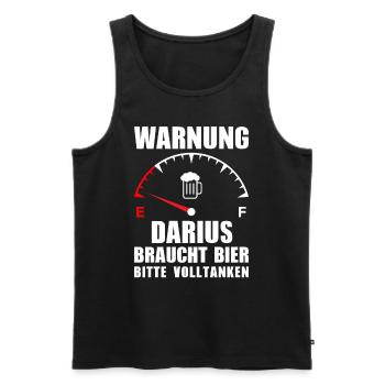 Darius braucht Bier Bitte volltanken - Männer Premium Bio Tank Top - Schwarz - Vorne - Michal (187cm)
