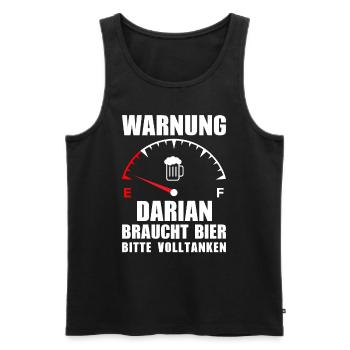 Darian braucht Bier Bitte volltanken - Männer Premium Bio Tank Top - Schwarz - Vorne - AI Model Male 178 light (178cm)