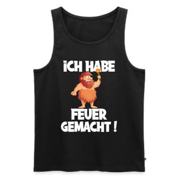 Ich hab Feuer gemacht für alle Männer - Männer Premium Bio Tank Top - Schwarz - Vorne - Michal (187cm)
