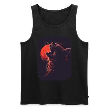 Bezaubernde Katzen mit Mond für alle - Männer Premium Bio Tank Top - Schwarz - Vorne - Michal (187cm)