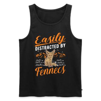 Easily distracted by Fennecs Fennek Wüstenfuchs - Männer Premium Bio Tank Top - Schwarz - Vorne - Michal (187cm)