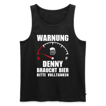 Denny braucht Bier Bitte volltanken - Männer Premium Bio Tank Top - Schwarz - Vorne - AI Model Male 178 light (178cm)