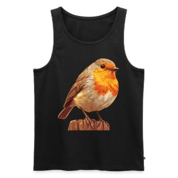 Robin Rotkehlchen - Männer Premium Bio Tank Top - Schwarz - Vorne - AI Model Male 178 light (178cm)