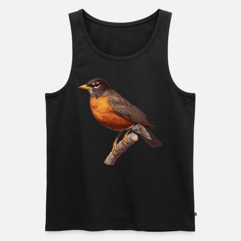 Robin Rotkehlchen - Männer Premium Bio Tank Top - Schwarz