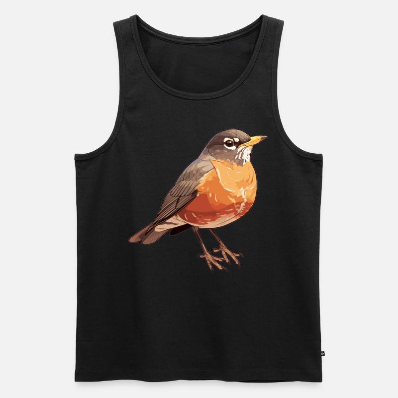 Robin Rotkehlchen - Männer Premium Bio Tank Top - Schwarz