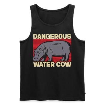 Hippopotame drôle dangereuse vache d’eau graphique pour - Débardeur bio Premium Homme - noir - Devant - AI Model Male 178 light (178cm)