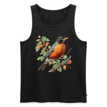 Robin Rotkehlchen - Men's Premium Organic Tank Top - black - Front - AI Model Male 178 light (178cm)