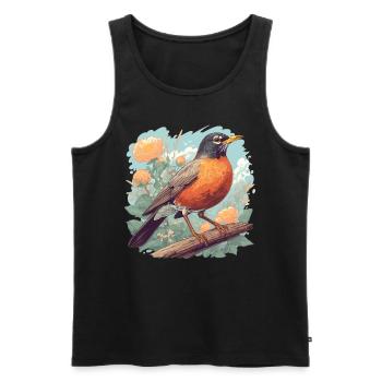 Robin Rotkehlchen - Men's Premium Organic Tank Top - black - Front - AI Model Male 178 light (178cm)