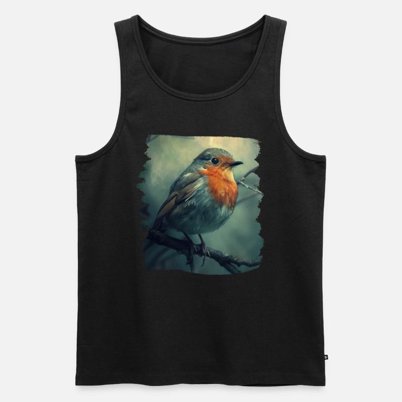 Robin Rotkehlchen - Männer Premium Bio Tank Top - Schwarz