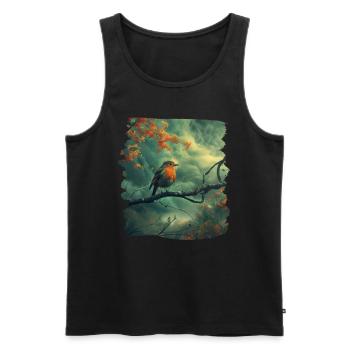 Robin Rotkehlchen - Men's Premium Organic Tank Top - black - Front - AI Model Male 178 light (178cm)
