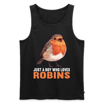 Robin Rotkehlchen - Men's Premium Organic Tank Top - black - Front - AI Model Male 178 light (178cm)