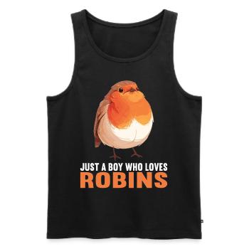 Robin Rotkehlchen - Men's Premium Organic Tank Top - black - Front - AI Model Male 178 light (178cm)