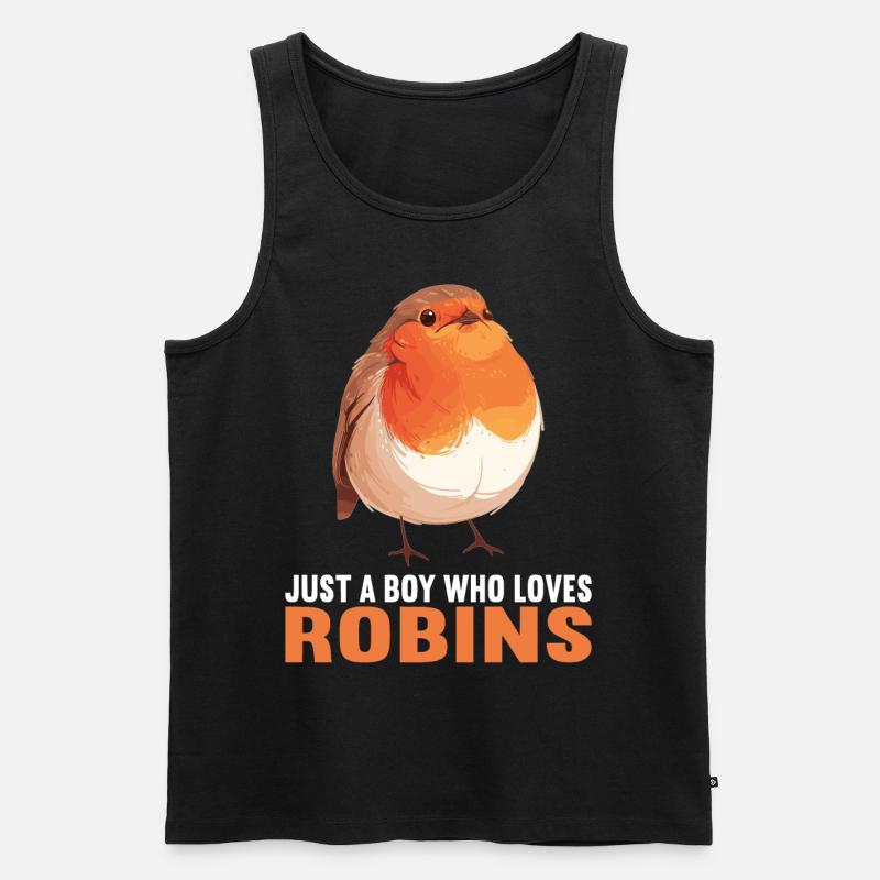 Robin Rotkehlchen - Männer Premium Bio Tank Top - Schwarz