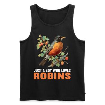 Robin Rotkehlchen - Men's Premium Organic Tank Top - black - Front - AI Model Male 178 light (178cm)