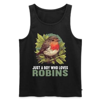 Robin Rotkehlchen - Men's Premium Organic Tank Top - black - Front - AI Model Male 178 light (178cm)