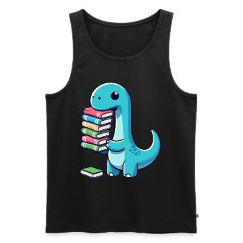 Reading Books Dinosaur Book Book Lover - Men's Premium Organic Tank Top - black - Front - AI Model Male 178 light (178cm)