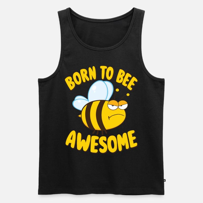Biene Spruch Born to Bee Awesome - Männer Premium Bio Tank Top - Schwarz
