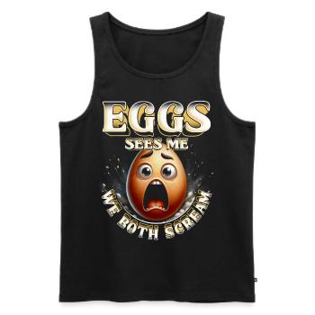 Eiallergie Eggs Sees Me We Both Scream - Men's Premium Organic Tank Top - black - Front - Michal (187cm)