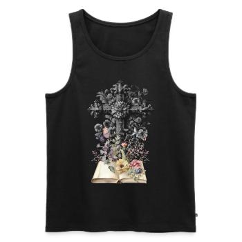 Cross Crosses Flowers Funeral Crucifix Death - Men's Premium Organic Tank Top - black - Front - AI Model Male 178 light (178cm)