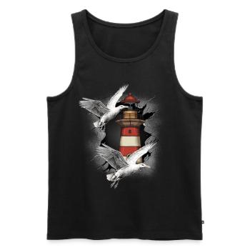 Lighthouses Lighthouse Seagull Seagulls - Men's Premium Organic Tank Top - black - Front - AI Model Male 178 light (178cm)
