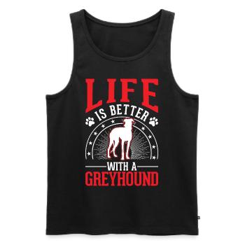 Das Leben ist besser mit einem Windhund Greyhound - Männer Premium Bio Tank Top - Schwarz - Vorne - AI Model Male 178 light (178cm)