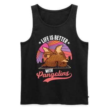 Life is better with a pangolin - Men's Premium Organic Tank Top - black - Front - Michal (187cm)