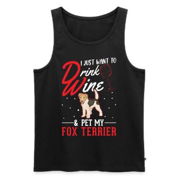 Fox Terrier et vin - Débardeur bio Premium Homme - noir - Devant - Michal (187cm)