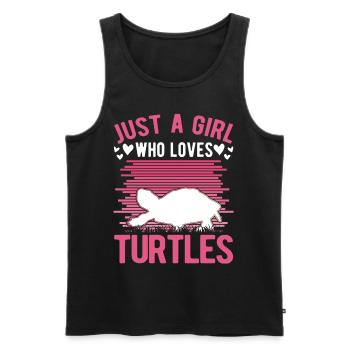 Girl Turtles Love Statement Gift - Men's Premium Organic Tank Top - black - Front - AI Model Male 178 light (178cm)