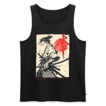 Samurai Fighter - Japanese Ukiyo-e Artwork - Men's Premium Organic Tank Top - black - Front - AI Model Male 178 light (178cm)