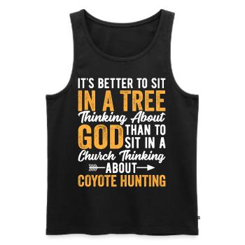 Chasse au coyote Chasseur de coyote Yote - Débardeur bio Premium Homme - noir - Devant - AI Model Male 178 light (178cm)