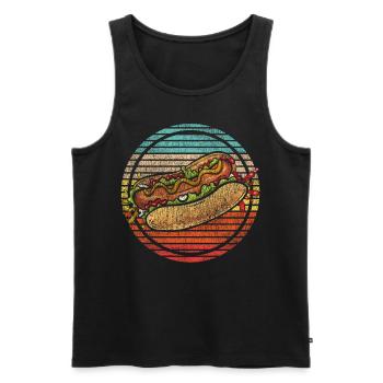 Hot Dog Adulte Rétro Vintage - Débardeur bio Premium Homme - noir - Devant - Michal (187cm)