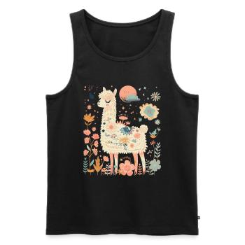 Alpaka Lama Blumen für Alpakaliebhaber - Männer Premium Bio Tank Top - Schwarz - Vorne - Michal (187cm)