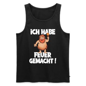 Ich hab Feuer gemacht für alle Männer - Männer Premium Bio Tank Top - Schwarz - Vorne - Michal (187cm)