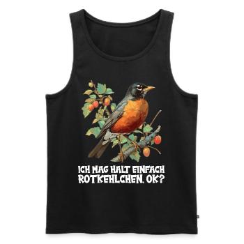 Robin Rotkehlchen - Men's Premium Organic Tank Top - black - Front - AI Model Male 178 light (178cm)