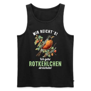 Robin Rotkehlchen - Männer Premium Bio Tank Top - Schwarz - Vorne - AI Model Male 178 light (178cm)