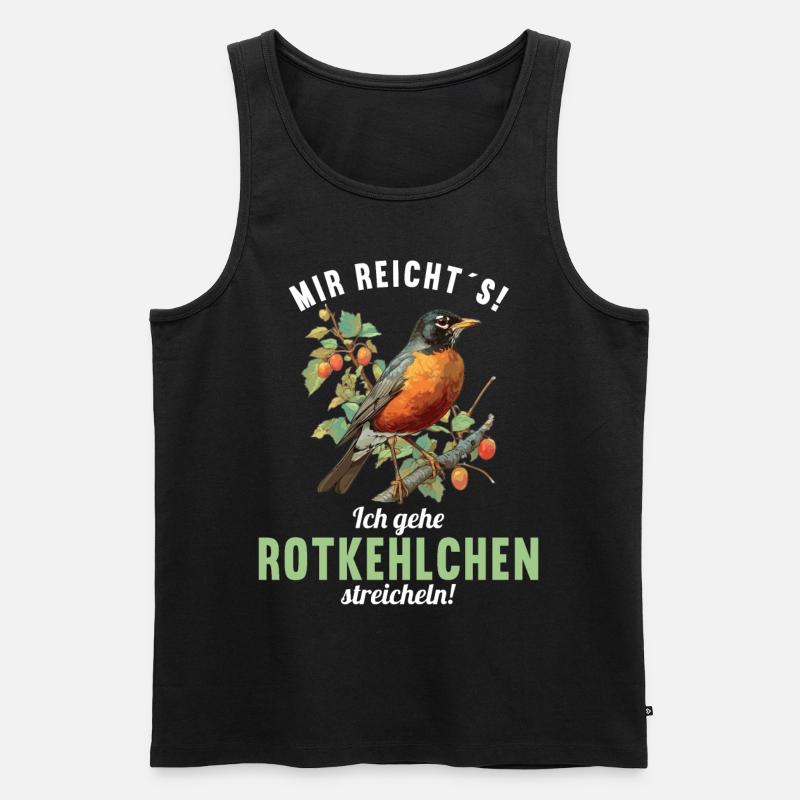 Robin Rotkehlchen - Männer Premium Bio Tank Top - Schwarz