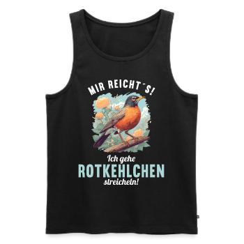 Robin Rotkehlchen - Men's Premium Organic Tank Top - black - Front - AI Model Male 178 light (178cm)