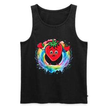 Regenbogen Erdbeeren Erdbeere Obst Früchte - Männer Premium Bio Tank Top - Schwarz - Vorne - AI Model Male 178 light (178cm)