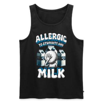 Allergie au lait Allergique à la stupidité et au lait - Débardeur bio Premium Homme - noir - Devant - Michal (187cm)