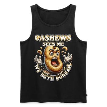 Cashew Allergy Cashews Sees Me We Both Scream - Men's Premium Organic Tank Top - black - Front - Michal (187cm)
