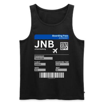 Carte d’embarquement à Johannesburg Afrique du Sud Idée de vacances - Débardeur bio Premium Homme - noir - Devant - AI Model Male 178 light (178cm)
