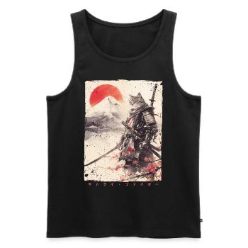 Chat samouraï Kawaii Chat ninja japonais - Débardeur bio Premium Homme - noir - Devant - Michal (187cm)
