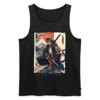 Samurai Cat Kawaii Japanische Ninja Katze - Männer Premium Bio Tank Top - Schwarz - Vorne - AI Model Male 178 light (178cm)