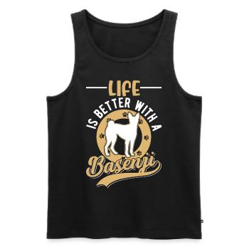 La vie est meilleure avec un Basenji - Débardeur bio Premium Homme - noir - Devant - AI Model Male 178 light (178cm)