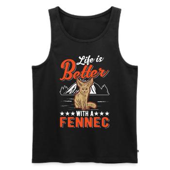 La vie est meilleure avec un fennec - Débardeur bio Premium Homme - noir - Devant - Michal (187cm)