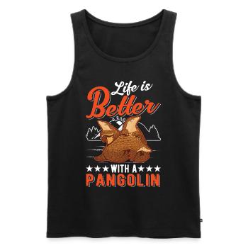 Life is better with a pangolin - Men's Premium Organic Tank Top - black - Front - Michal (187cm)